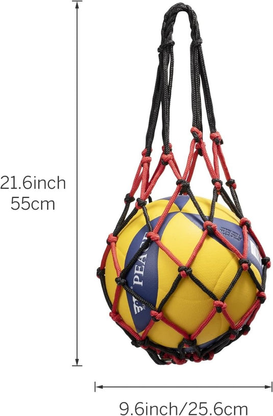 Volleybal ingesloten in De ideale ballentas voor elke sporter, met het label 21,6 inch hoog en 9,6 inch breed.