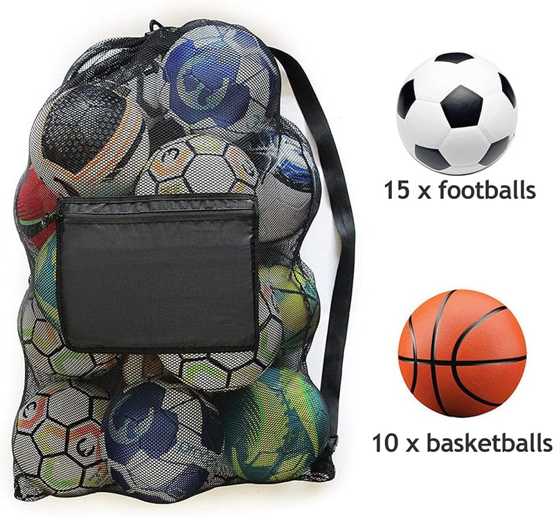 Load image into Gallery viewer, Een duurzame voetbaltas gevuld met verschillende sportballen, inclusief 15 voetballen en 10 basketballen.
