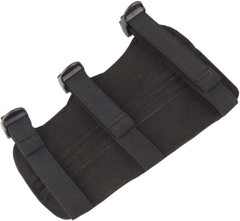 Load image into Gallery viewer, Een duurzame zwarte holster met twee banden voor Duurzame armbeschermer voor boogschieten: optimale bescherming en comfort.
