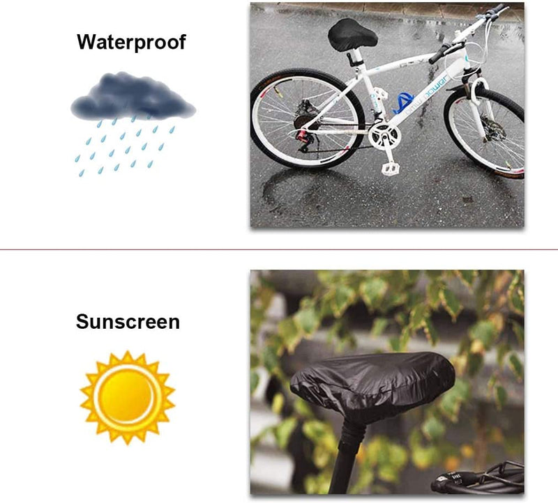 Laad afbeelding in Galerijviewer, Een foto van een fiets met regenhoes en een Zadelhoes: Bescherm je zadel tegen weer, slijtage en vuil.
