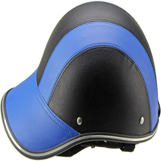 Een blauw-zwarte Stijlvol en veilig: Ontdek de elegante fietshelm voor ultieme bescherming op een witte achtergrond.