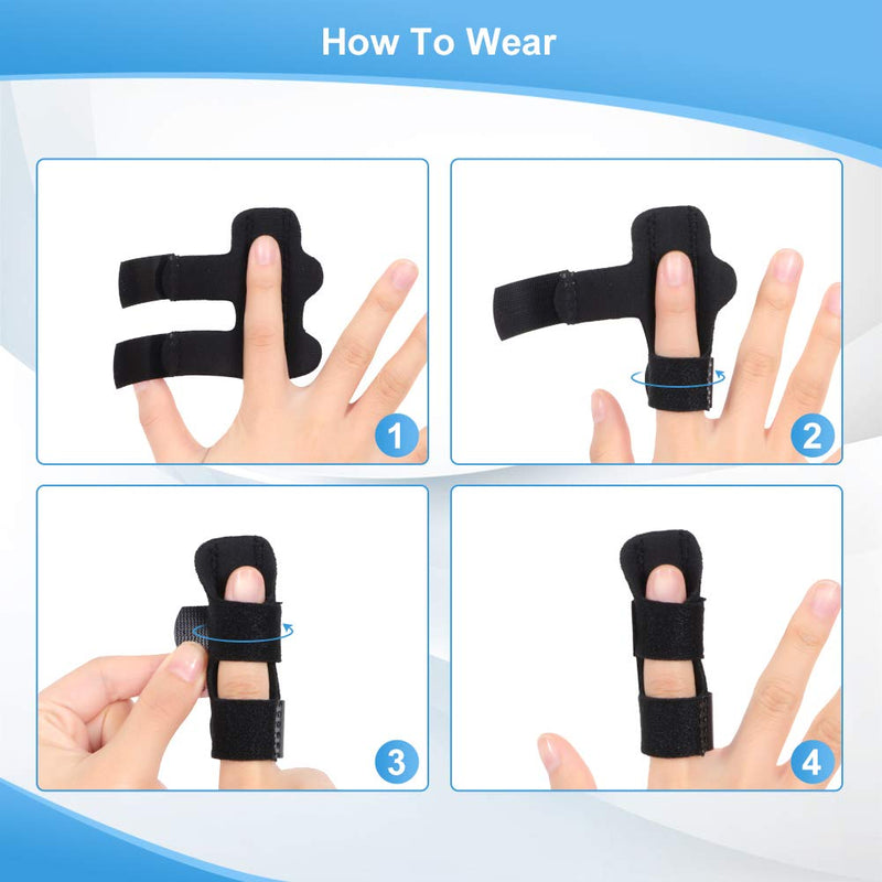 Load image into Gallery viewer, Stap-voor-stap handleiding voor het dragen van de Beste vingerspalk voor herstel en verlichting brace.
