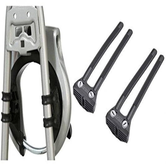 Aluminium krukken met onderarmkussen en aparte Montagestrip voor fietsframeslot tips.