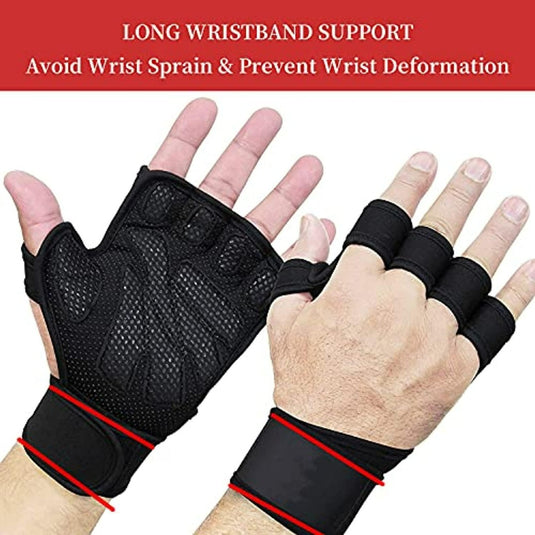 Half-finger leather gym gloves with extra grip