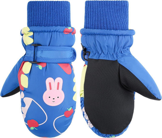 Houd de handen van je kind warm en droog met deze kinderskihandschoenen, met een konijntje erop.