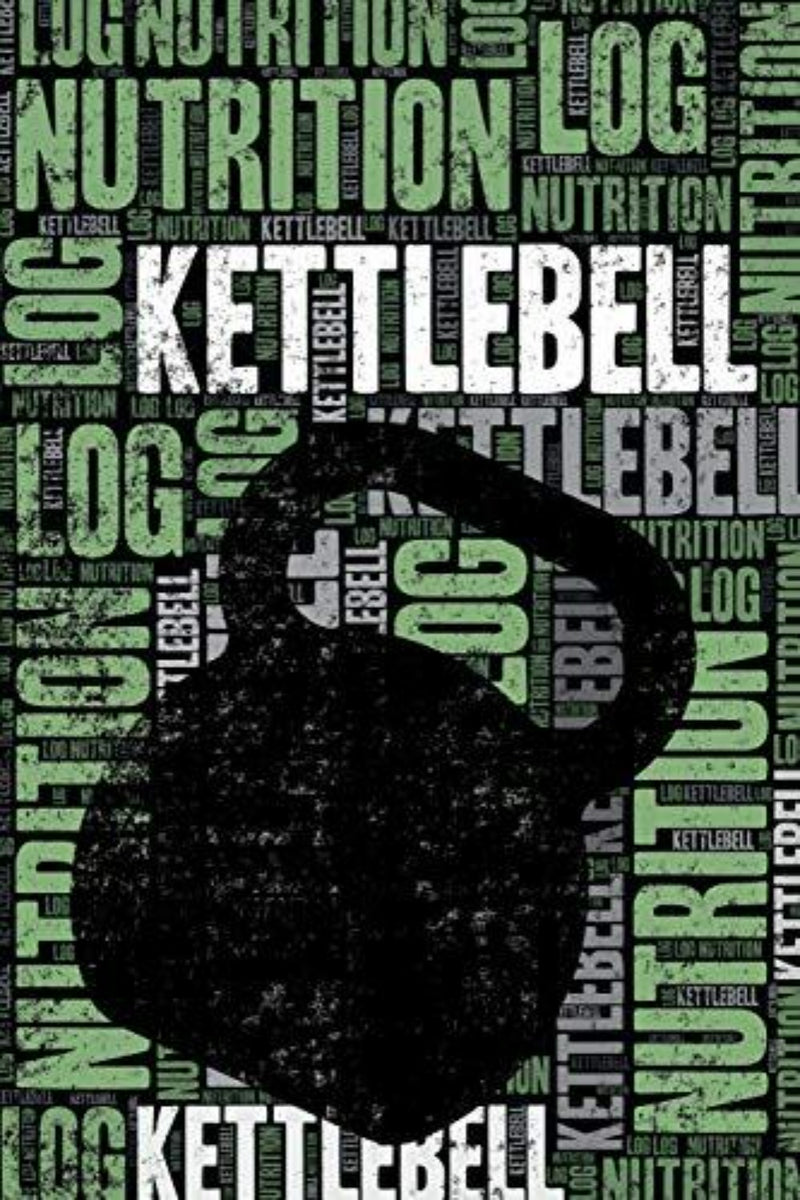 Laad afbeelding in Galerijviewer, Een grafisch ontwerp met een Kettlebell Nutrition Log en een dagboeksilhouet overlay op een achtergrond van fitnessgerelateerde woorden zoals &#39;dieet en voeding&#39;, &#39;kettlebell&#39; en &#39;Kettlebell Nutrition Log.
