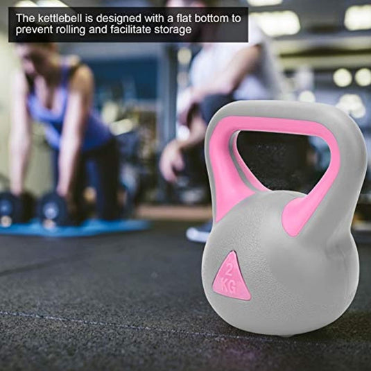 Fitness Kettlebell 2 kg, Dual Color Kettlebell, arm- en krachttraining, brede grip, waterkokerhalter