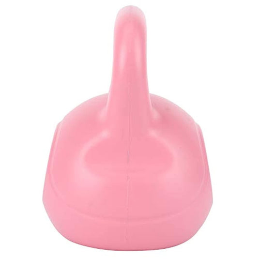 Roze plastic 4KG Kettlebell in de vorm van een neus geïsoleerd op een witte achtergrond, ideaal voor beginners en gevorderden.