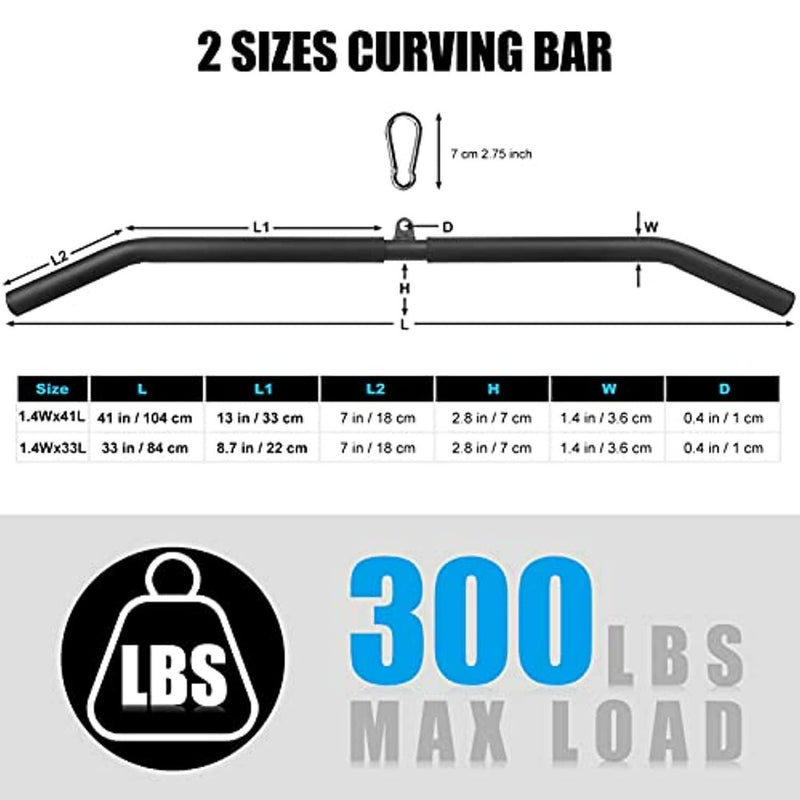 Load image into Gallery viewer, Durable lat pulldown bar for triceps and back muscles, 104cm length, thicker cable machine, curved design, perfect for gym and professional fitness
