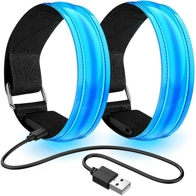 Laad afbeelding in Galerijviewer, Oplaadbare LED-armbanden - Set van 2 - USB-oplaadbaar - Reflecterende lichtarmbanden
