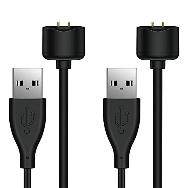 Laad afbeelding in Galerijviewer, Twee zwarte Laad Je Xiaomi Mi Band 5 en 6 Razendsnel op met usb-symbolen op connectoren.
