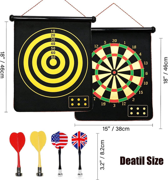 Magnetisch veilig dartbord, diameter 38 cm, voor kinderen en volwassenen, dubbelzijdig - happygetfit.com