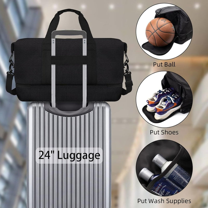 Load image into Gallery viewer, Onmisbare sporttas voor je volgende avontuur op een zilveren koffer, met inzetstukken die een basketbal, schoenen en accessoires tonen opgeborgen in praktische compartimenten.

