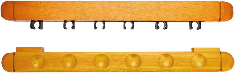 Laad afbeelding in Galerijviewer, Set keu rack muur mount stok rack houten biljart keu houder standaard met 6 keu clips voor biljart snooker accessoires, geel - happygetfit.com
