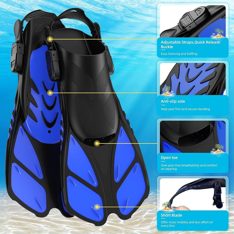 Laad afbeelding in Galerijviewer, Beschrijving: Een paar blauwe zwemvliezen.
Trefwoorden: zwemvliezen
Productnaam: Duik in avontuur met onze complete snorkelset voor volwassenen!

