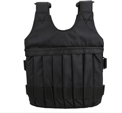 Een zwart Verstelbaar verzwaard vest met meerdere zakjes, verstelbare bandjes en ontworpen voor een complete training tegen verbrande calorieën.