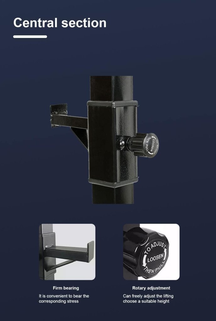 Load image into Gallery viewer, Zwart middengedeelte van een mechanisch apparaat met stevige lagers en roterende hoogteverstelling en Squat rek voor ultieme trainingsresultaten.
