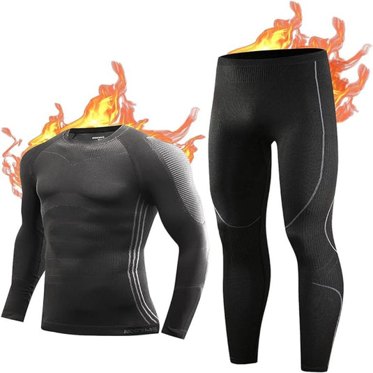 Een warm, comfortabel en flexibel thermo-ondergoed voor heren met vlammen erop.