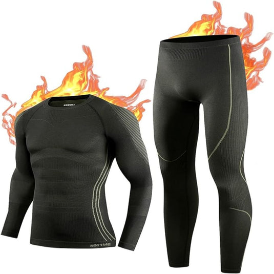 Een warm, comfortabel en flexibel thermo ondergoed voor heren met vlammen, voor optimale bewegingsvrijheid.