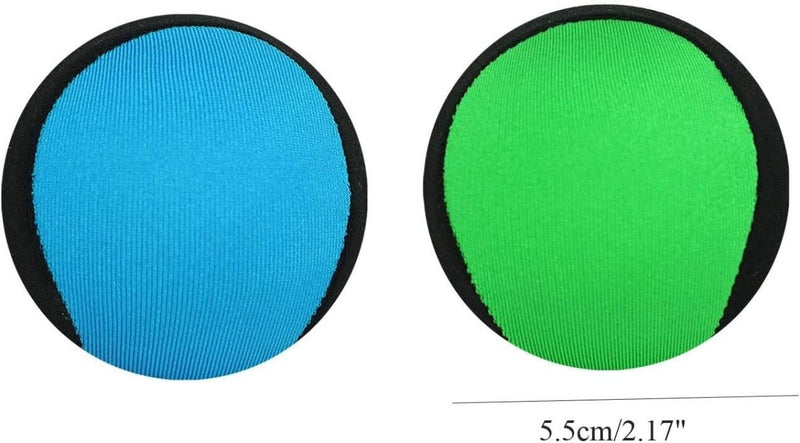 Laad afbeelding in Galerijviewer, Twee cirkelvormige stoffen Waterballen: een locatie waterpret voor het hele gezin, een blauwe en een groene, elk omlijnd met een zwarte rand, naast elkaar weergegeven met hieronder een maatreferentie.
