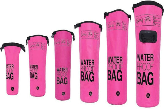 Productnaam: Verken zorgeloos de natuur met onze roze waterdichte tassen in verschillende maten met verstelbare draagbanden voor buitenavonturen.