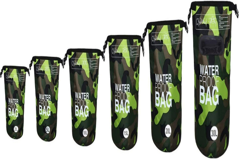 Laad afbeelding in Galerijviewer, Een set van vijf Adventure Pack waterdichte tassen voor buitenavonturen in verschillende maten, van klein tot groot.
