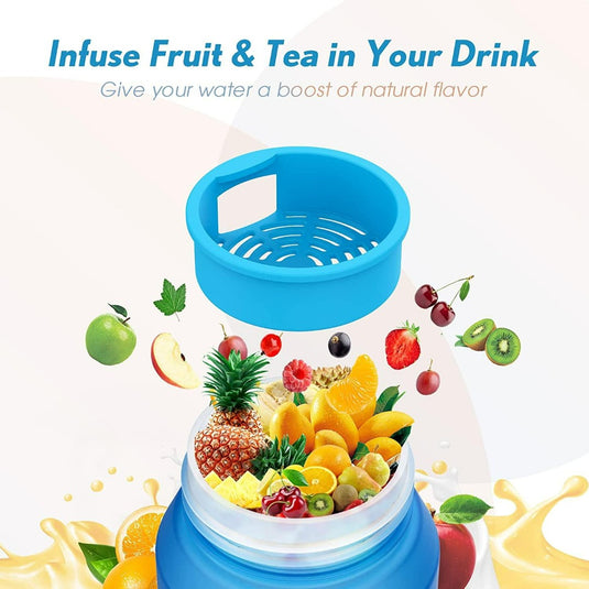 Waterfles voor optimale hydratatie en motivatie voor fitnessliefhebbers en gezondheidsbewuste individuen om fruit en thee in uw drankje te laten trekken.