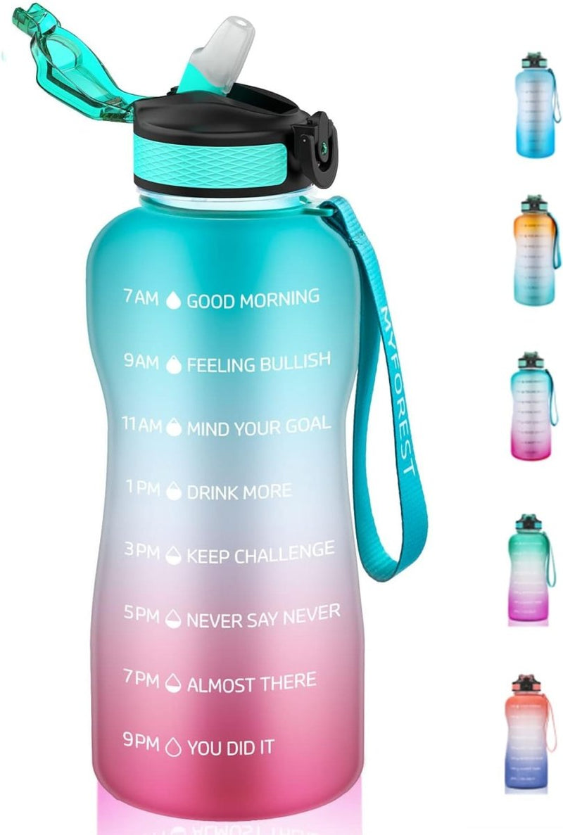 Load image into Gallery viewer, Een BPA-vrije waterfles: Ontdek de ultieme 2L waterfles &quot;Motivatie en hydratatie in één!&quot; met verschillende kleuren en een handvat voor de gezondheid.

