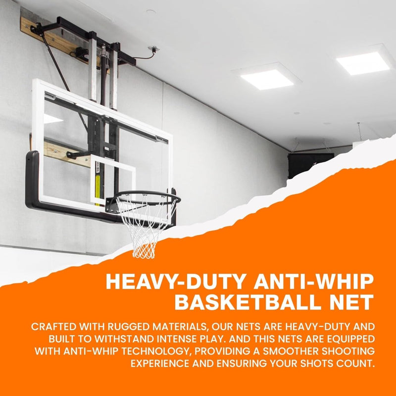 Load image into Gallery viewer, Productnaam: Michael Jordan professionele basketbalring met anti-whip NBA-stijl netset tegen een oranje muur.
