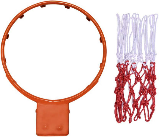 Orange Word een echte basketbalkampioen met onze professionele basketbalring met een rood-wit net.